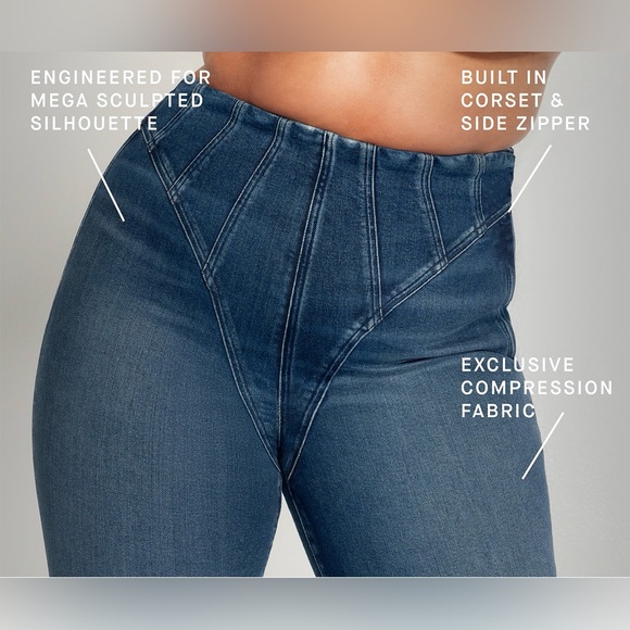 GOOD AMERICAN Good Legs Mega Compression Skinny Jeans Size 14 / 32 Indigo443 - Picture 2 of 11